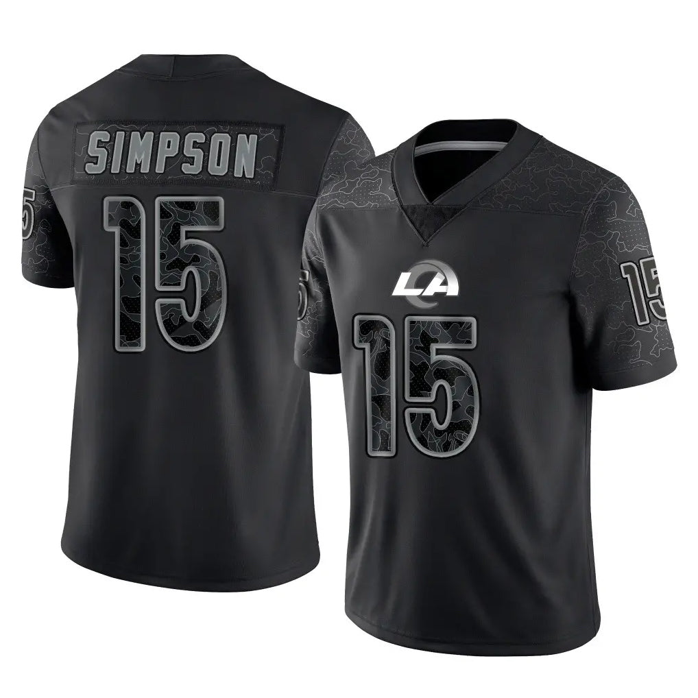 BIPIHUC LA.Rams #15 Ty Simpson Player Black Limited Reflective Home Game Stitched Jerseys