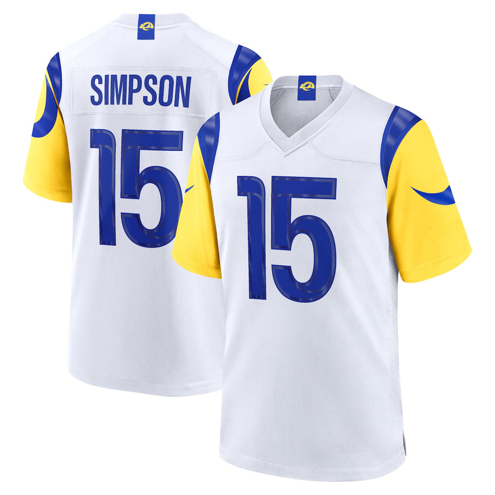BIPIHUC LA.Rams #15 Ty Simpson Player White Limited Home Game Stitched Jerseys