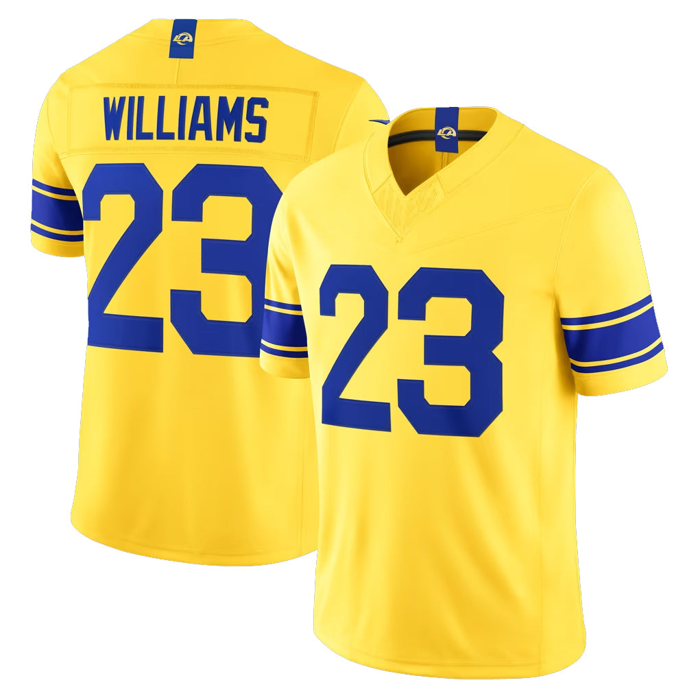 BIPIHUC LA.Rams #23 Kyren Williams Player Gold Classic Sol Vapor F.U.S.E. Home Game Stitched Jerseys
