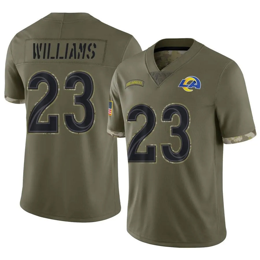 BIPIHUC LA.Rams #23 Kyren Williams Player Salute To Service Olive Stitched Jerseys
