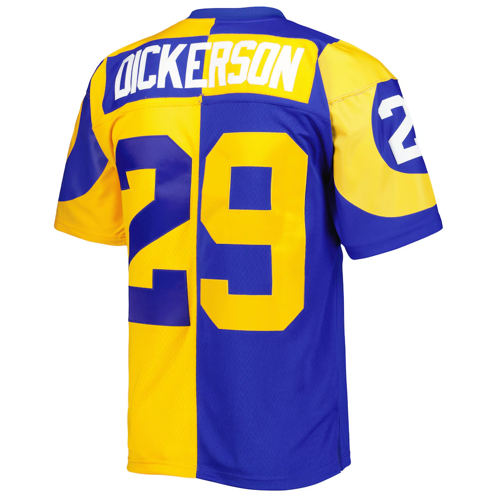 BIPIHUC LA.Rams #29 Eric Dickerson Mitchell & Ness RoyalGold 1984 Split Legacy Replica Jersey