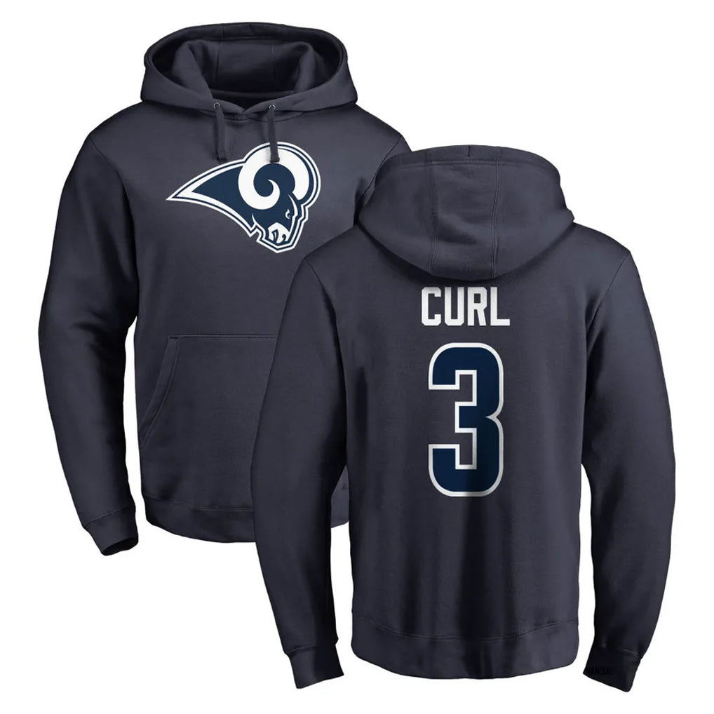 BIPIHUC LA.Rams #3 Kam Curl Player Navy Pullover Hoodie Limited Game Stitched Jerseys
