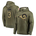 BIPIHUC LA.Rams #3 Kam Curl Player Olive Salute to Service Pullover Hoodies Home Game Stitched Jerseys