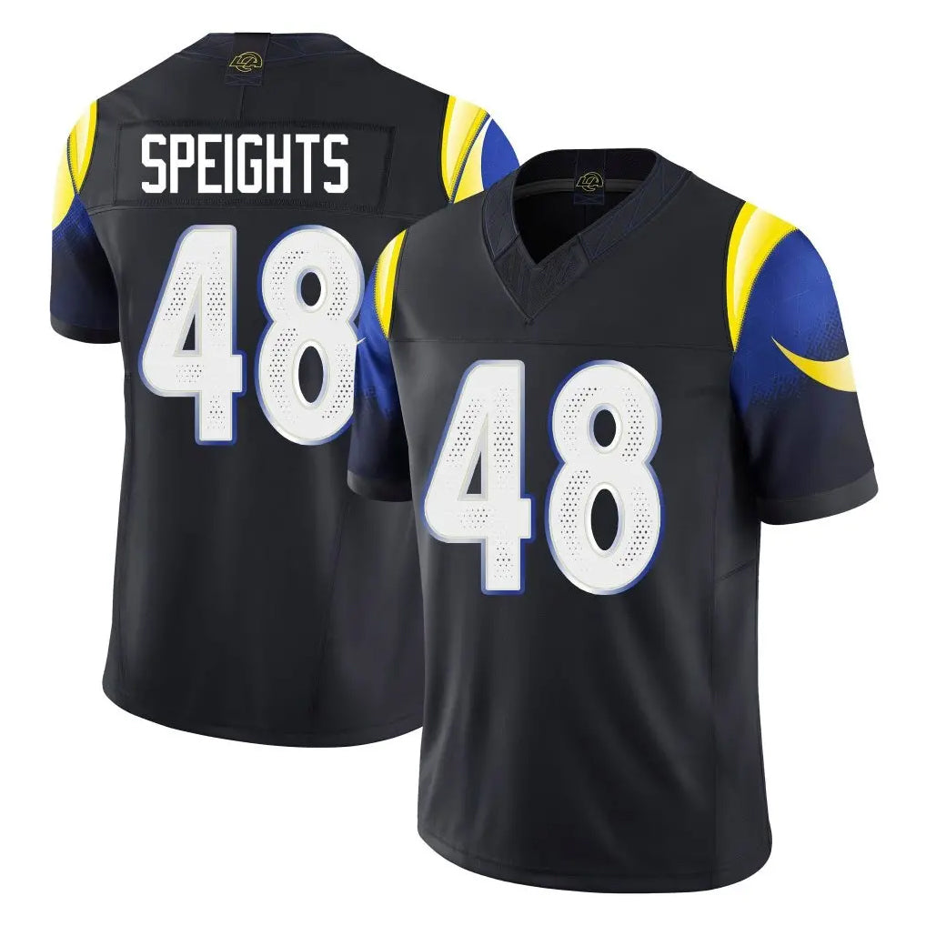 BIPIHUC LA.Rams #48 Omar Speights Player Black Midnight Rivalries Collection Limited Home Game Stitched Jerseys