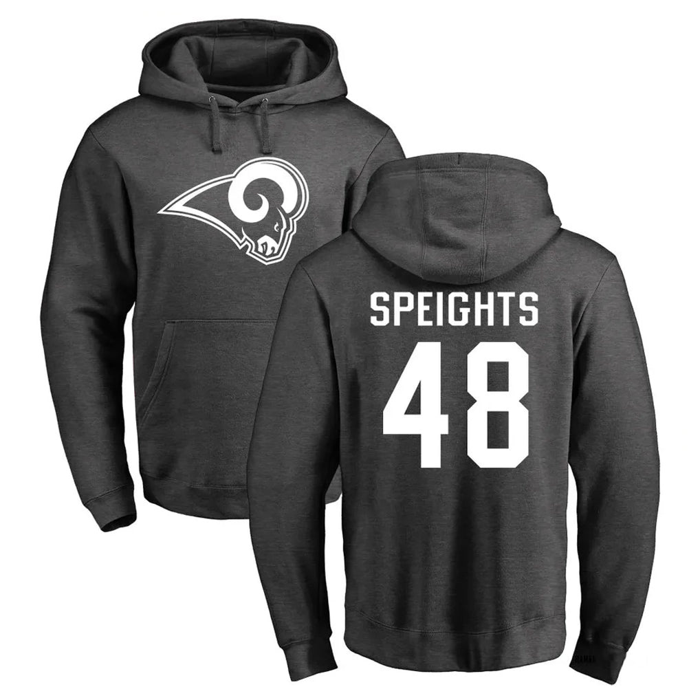 BIPIHUC LA.Rams #48 Omar Speights Player Gray Pullover Hoodie Limited Game Stitched Jerseys