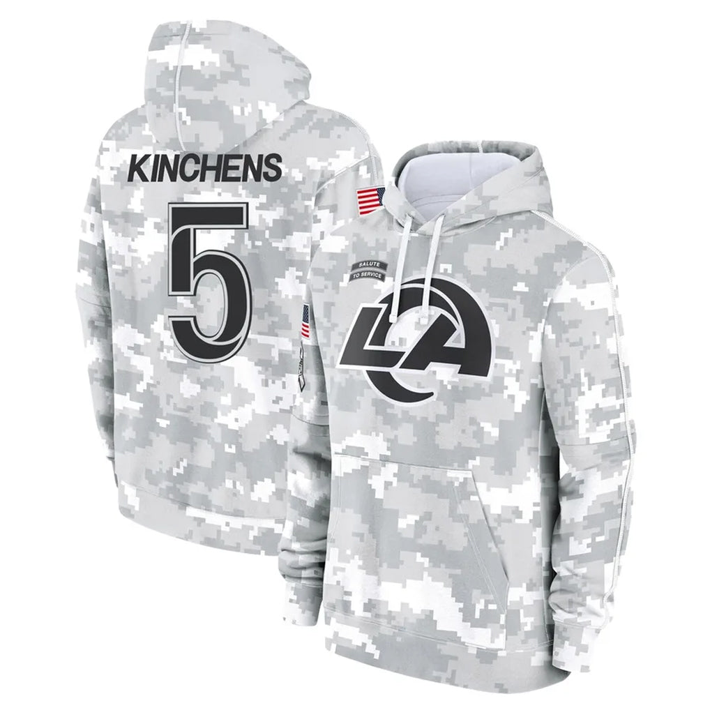 BIPIHUC LA.Rams #5 Kamren Kinchens Player Arctic Camo Salute to Service Hoodies Limited Game Stitched Jerseys