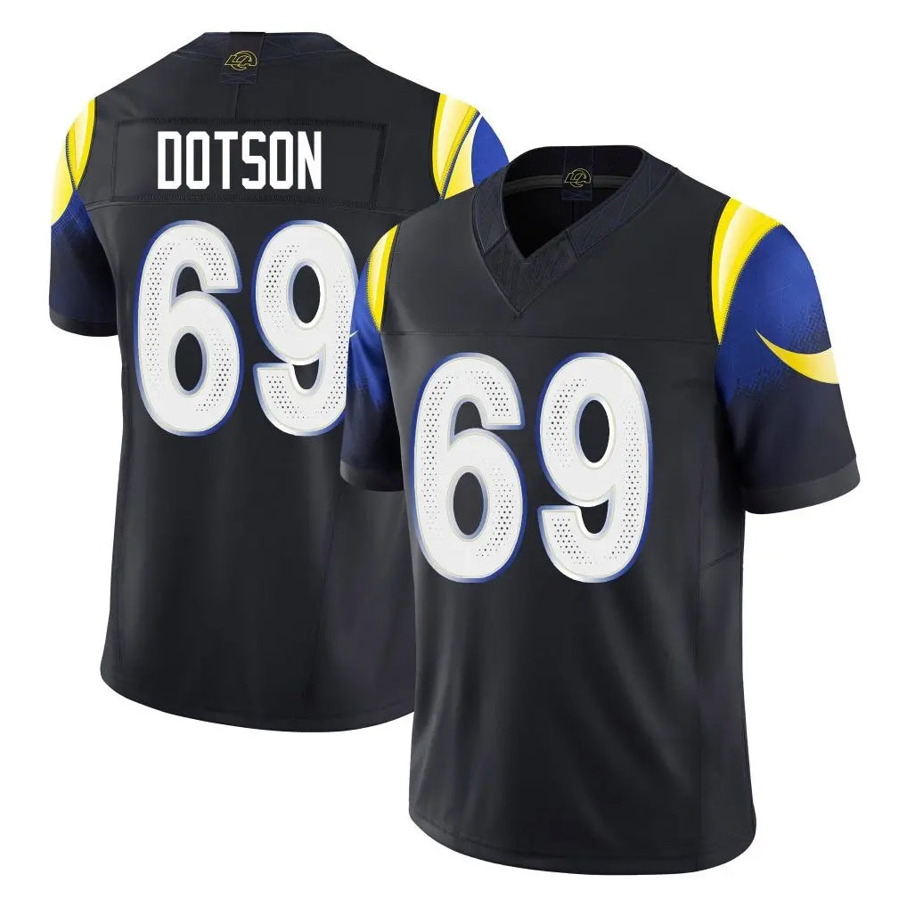 BIPIHUC LA.Rams #69 Kevin Dotson Player Black Midnight Rivalries Collection Limited Home Game Stitched Jerseys
