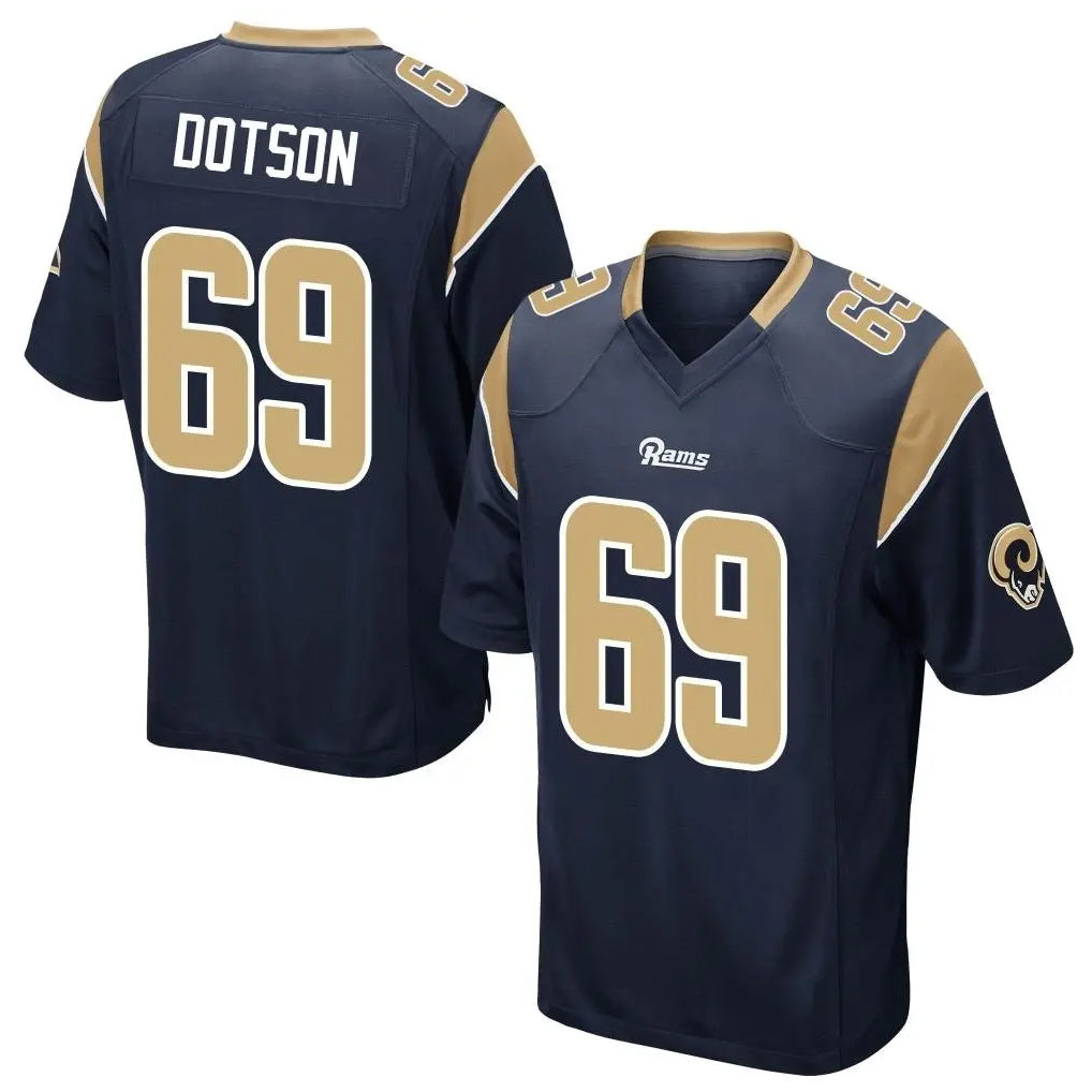 BIPIHUC LA.Rams #69 Kevin Dotson Player Navy Home Game Stitched Jerseys
