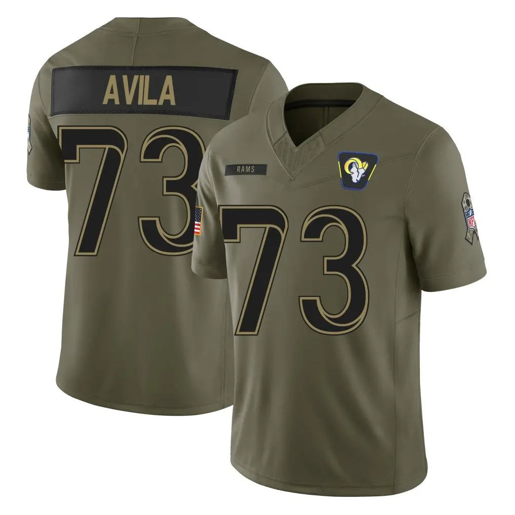 BIPIHUC LA.Rams #73 Steve Avila Player Olive 2025 Salute To Service Limited Game Stitched Jerseys