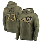 BIPIHUC LA.Rams #73 Steve Avila Player Olive Salute to Service Pullover Hoodies Home Game Stitched Jerseys