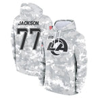 BIPIHUC LA.Rams #77 Alaric Jackson Player Arctic Camo Salute to Service Hoodies Limited Game Stitched Jerseys