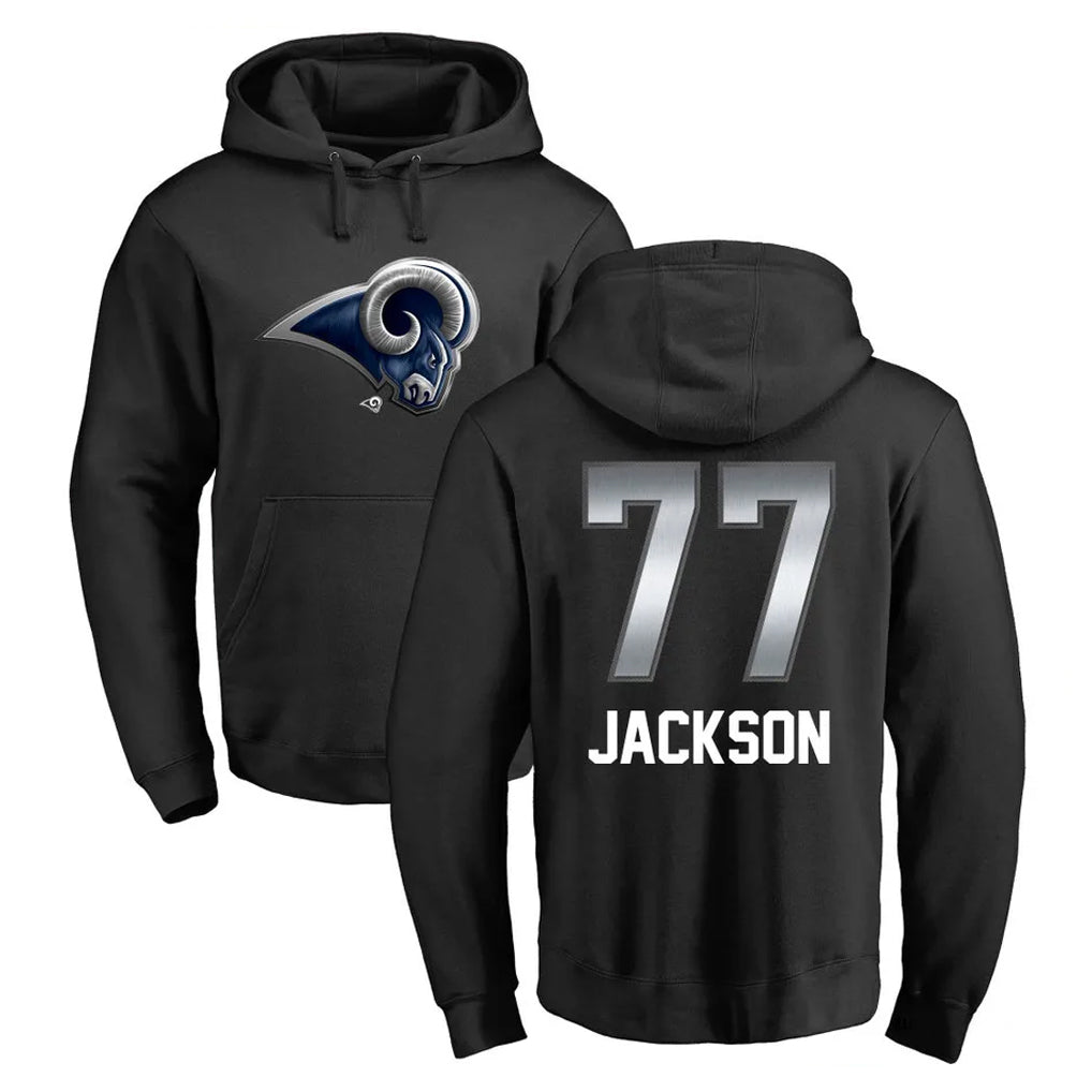 BIPIHUC LA.Rams #77 Alaric Jackson Player Black Pullover Hoodie Limited Game Stitched Jerseys