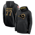 BIPIHUC LA.Rams #77 Alaric Jackson Player Black Salute to Service Hoodies Limited Game Stitched Jerseys