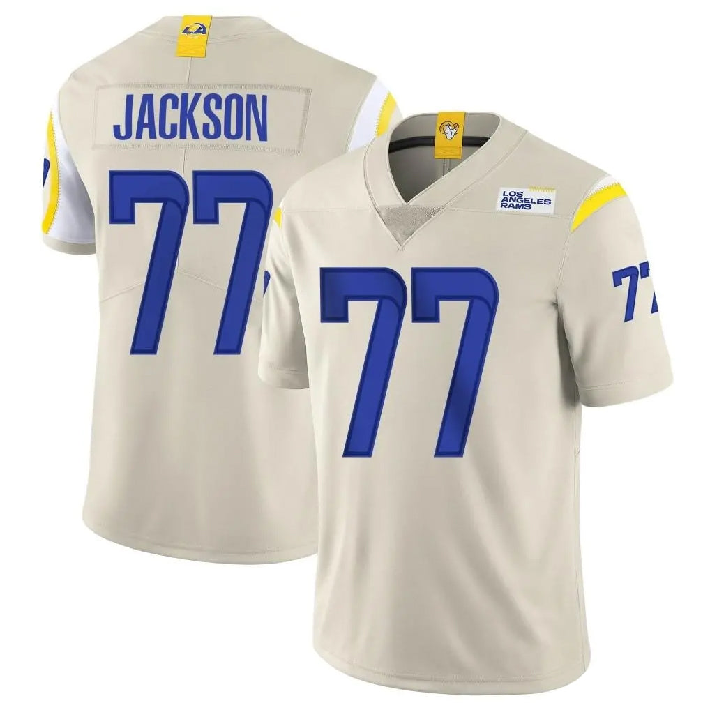 BIPIHUC LA.Rams #77 Alaric Jackson Player Bone Limited Vapor Home Game Stitched Jerseys