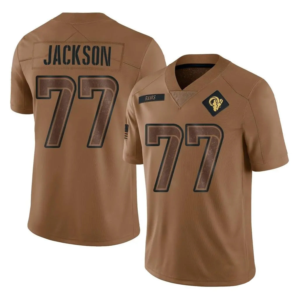 BIPIHUC LA.Rams #77 Alaric Jackson Player Brown Salute To Service Limited Stitched Jerseys