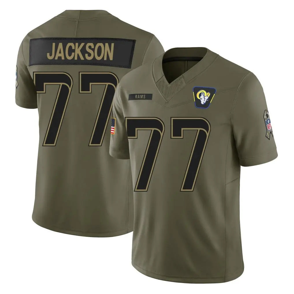 BIPIHUC LA.Rams #77 Alaric Jackson Player Olive 2025 Salute To Service Limited Game Stitched Jerseys