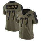 BIPIHUC LA.Rams #77 Alaric Jackson Player Olive Salute To Service Limited Game Stitched Jerseys