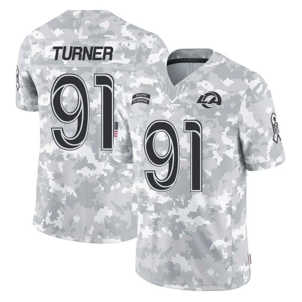 BIPIHUC LA.Rams #91 Kobie Turner Player Arctic Camo Salute To Service Limited Game Stitched Jerseys