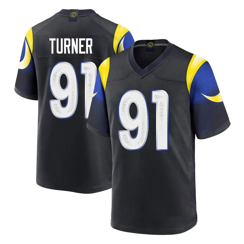 BIPIHUC LA.Rams #91 Kobie Turner Player Black Midnight Rivalries Collection Home Game Stitched Jerseys