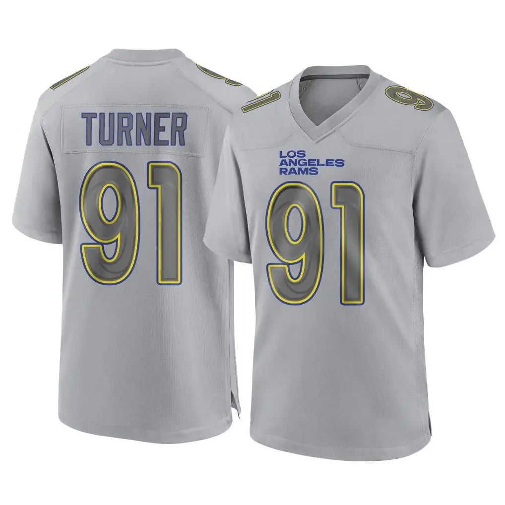 BIPIHUC LA.Rams #91 Kobie Turner Player Gray Atmosphere Fashion Home Game Stitched Jerseys
