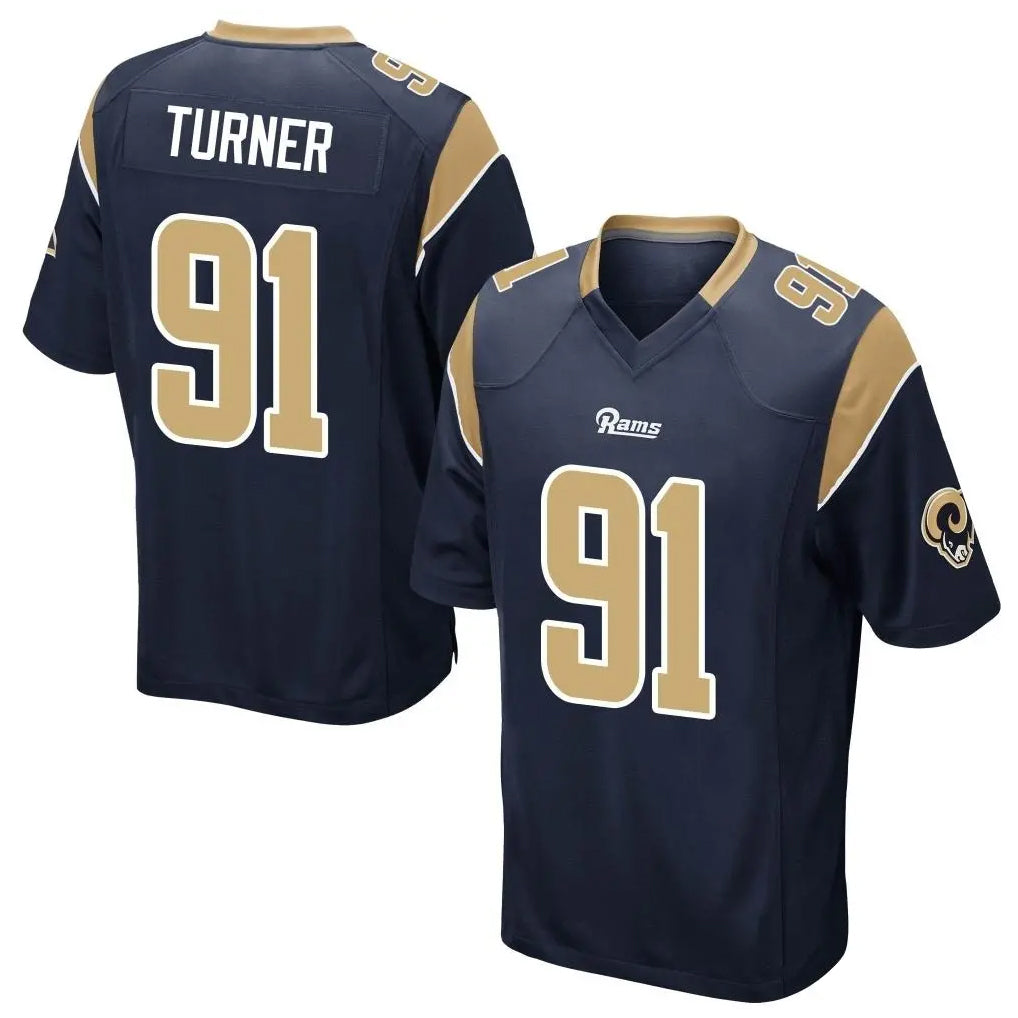 BIPIHUC LA.Rams #91 Kobie Turner Player Navy Home Game Stitched Jerseys