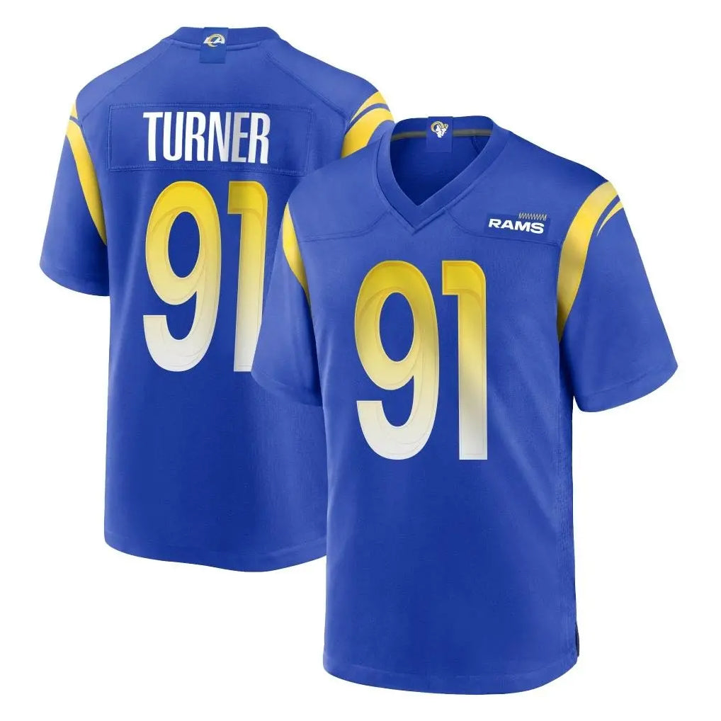 BIPIHUC LA.Rams #91 Kobie Turner Player Royal Home Game Stitched Jerseys