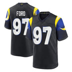 BIPIHUC LA.Rams #97 Poona Ford Player Black Midnight Rivalries Collection Home Game Stitched Jerseys