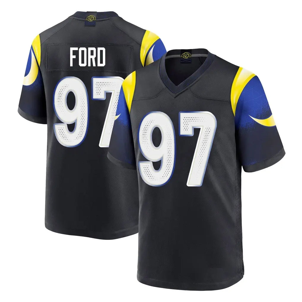 BIPIHUC LA.Rams #97 Poona Ford Player Black Midnight Rivalries Collection Home Game Stitched Jerseys