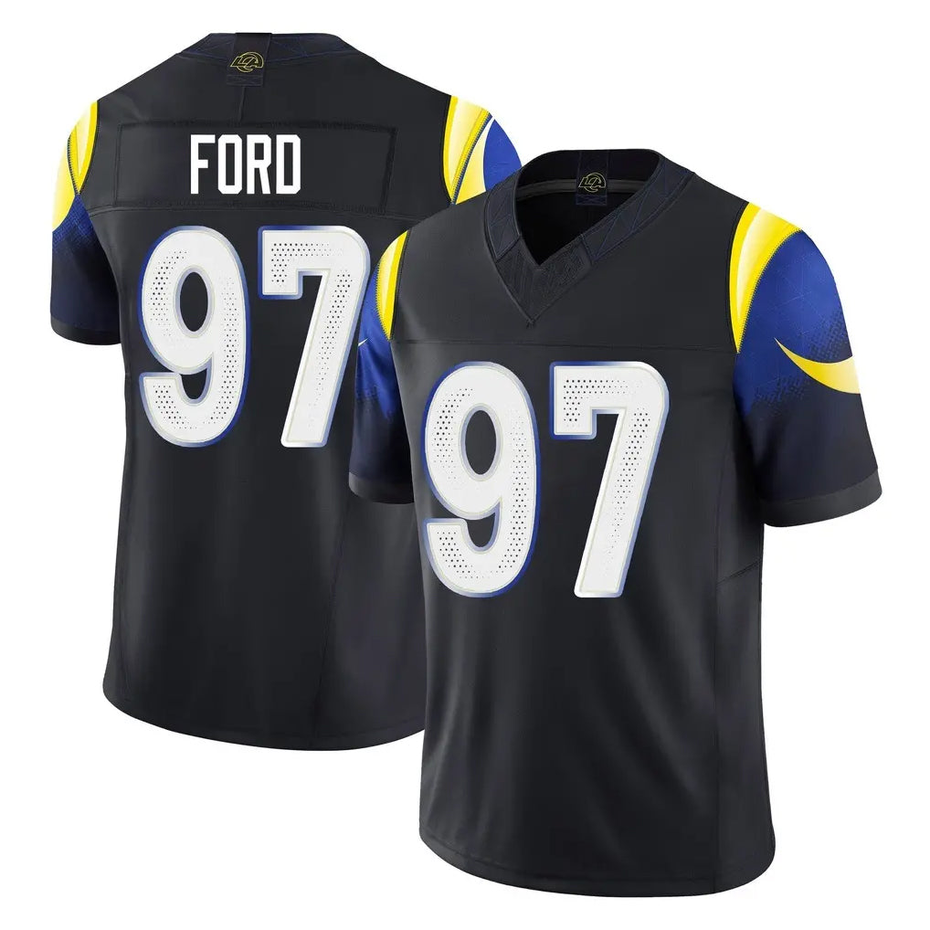 BIPIHUC LA.Rams #97 Poona Ford Player Black Midnight Rivalries Collection Limited Home Game Stitched Jerseys