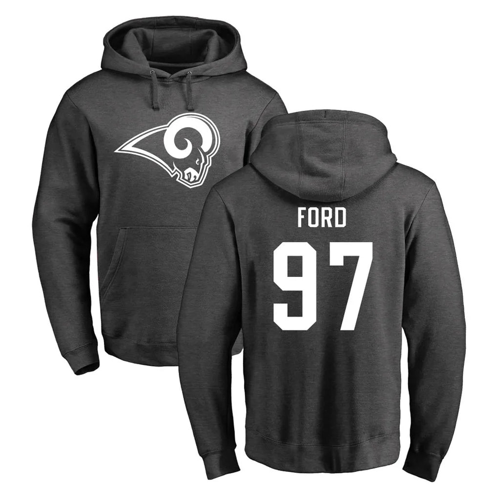 BIPIHUC LA.Rams #97 Poona Ford Player Gray Pullover Hoodie Limited Game Stitched Jerseys