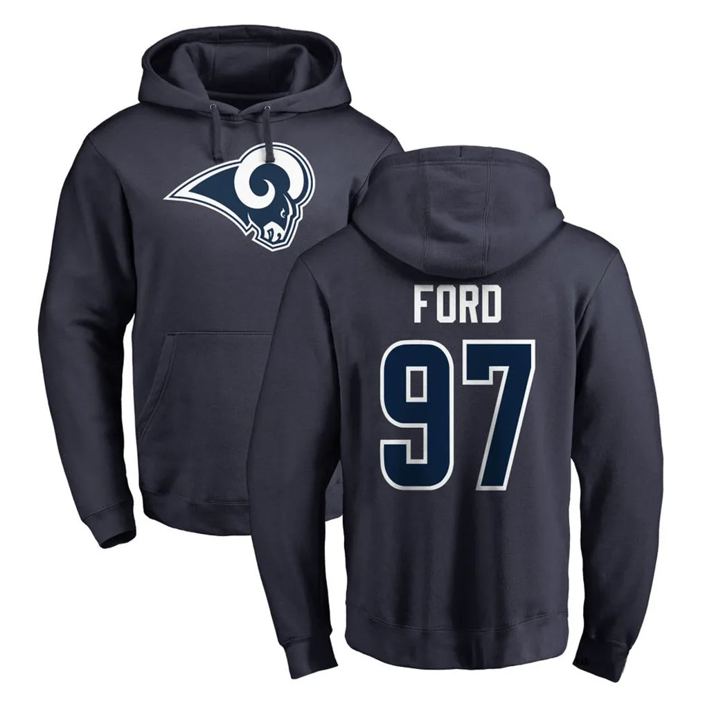 BIPIHUC LA.Rams #97 Poona Ford Player Navy Pullover Hoodie Limited Game Stitched Jerseys
