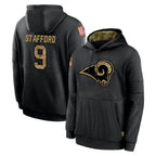 BIPIHUC LA.Rams #9 Matthew Stafford Player Black Salute to Service Hoodies Limited Game Stitched Jerseys