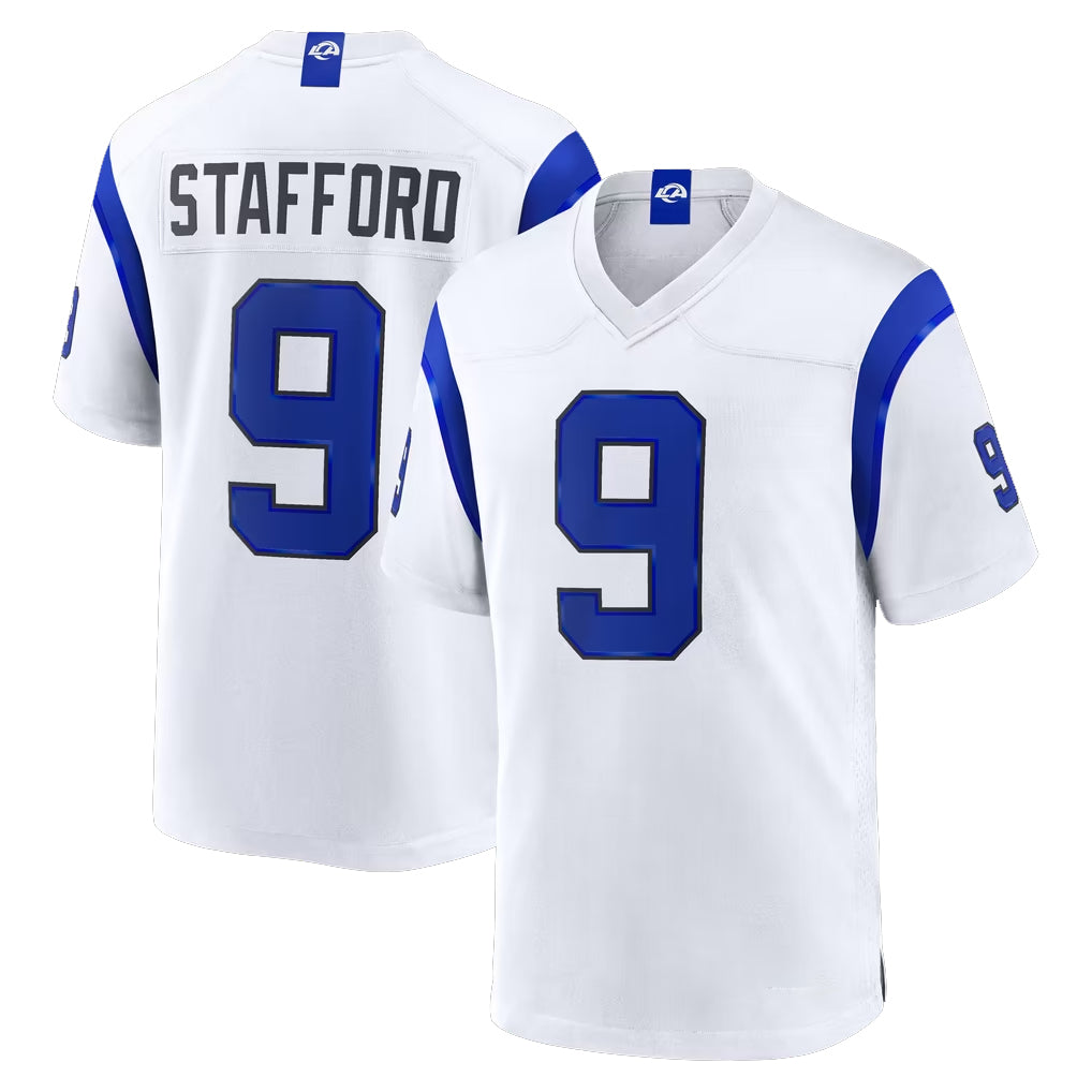BIPIHUC LA.Rams #9 Matthew Stafford Player Fearsome White Home Game Stitched Jerseys