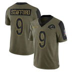 BIPIHUC LA.Rams #9 Matthew Stafford Player Olive Salute To Service Limited Game Stitched Jerseys