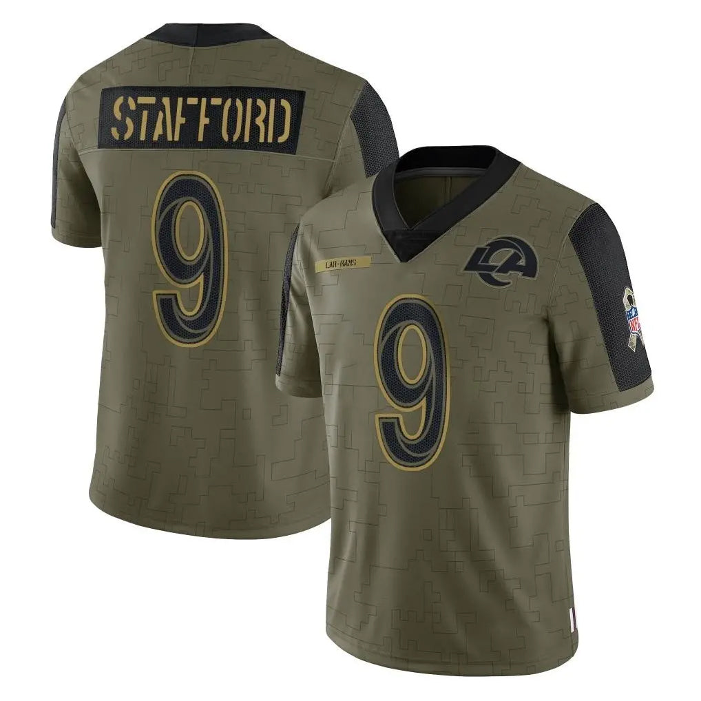 BIPIHUC LA.Rams #9 Matthew Stafford Player Olive Salute To Service Limited Game Stitched Jerseys