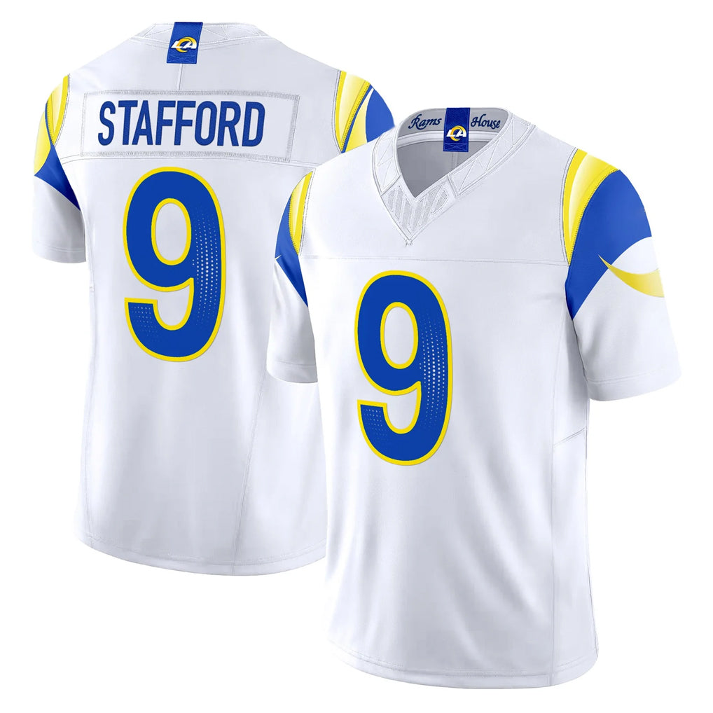 BIPIHUC LA.Rams #9 Matthew Stafford Player White Rivalries Vapor Limited Home Game Stitched Jerseys