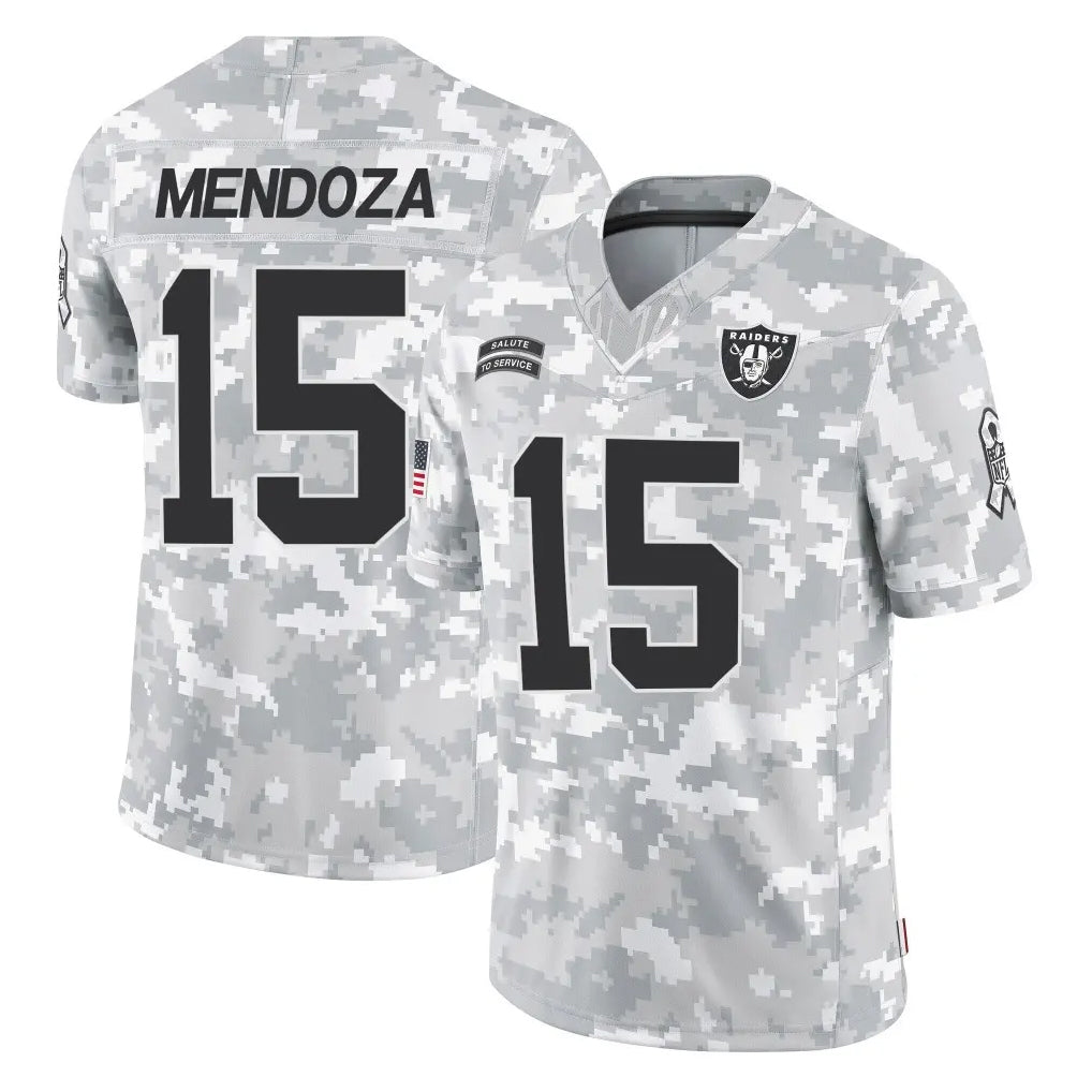 BIPIHUC LV.Raiders #15 Fernando Mendoza Player Arctic Camo Salute To Service Limited Game Stitched Jerseys
