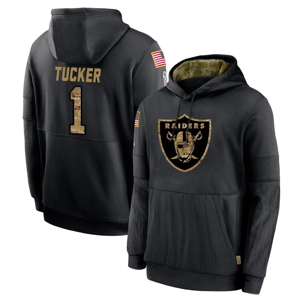 BIPIHUC LV.Raiders #1 Tre Tucker Player Black Salute to Service Hoodies Limited Game Stitched Jerseys
