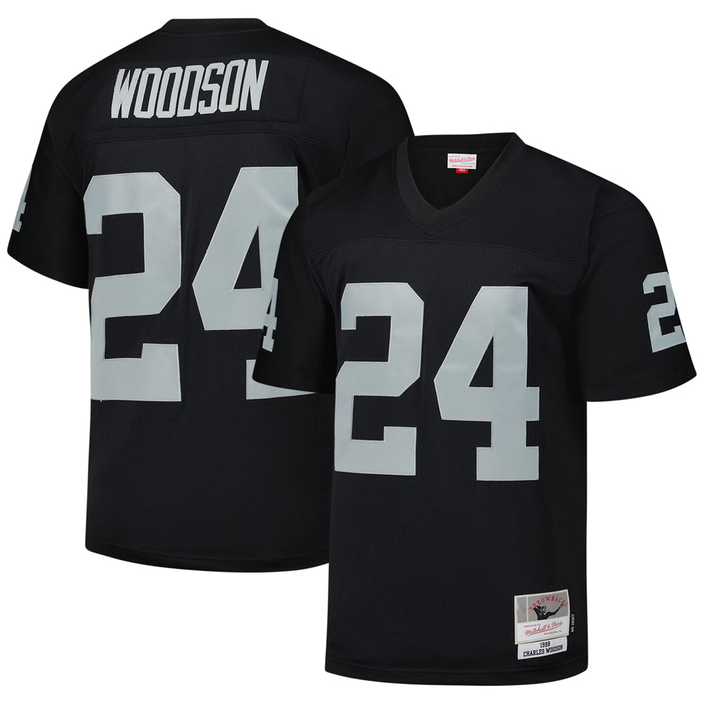 BIPIHUC LV.Raiders #24 Charles Woodson Player Mitchell & Ness Black Legacy Replica Stitched Jerseys