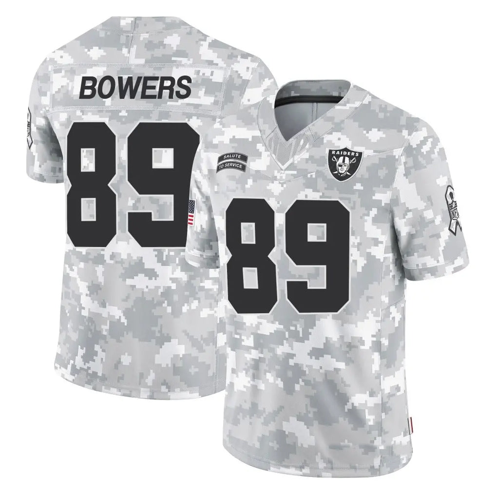 BIPIHUC LV.Raiders #89 Brock Bowers Player Arctic Camo Salute to Service Limited  Stitched Jerseys