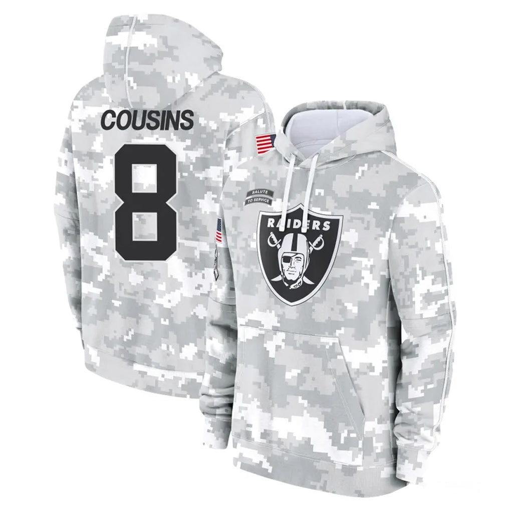 BIPIHUC LV.Raiders #8 Kirk Cousins Player Arctic Camo Salute to Service Hoodies Limited Game Stitched Jerseys