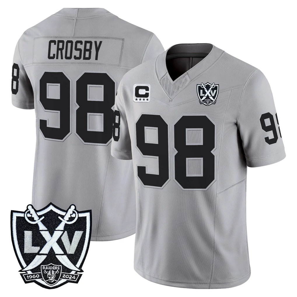 BIPIHUC LV.Raiders #98 Maxx Crosby Player Gray 2026 Vapor Limited Home Game Stitched Jerseys