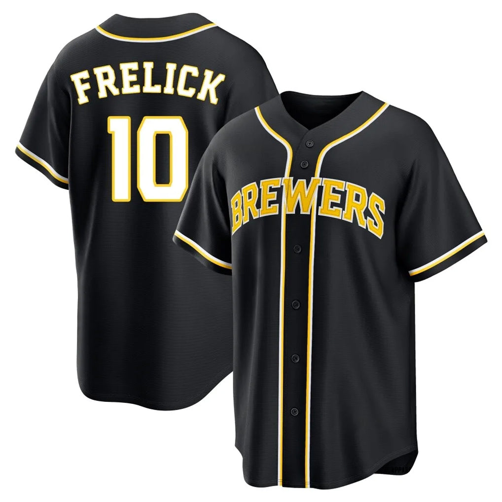 BIPIHUC M.Brewers #10 Sal Frelick Player Black Fashion Out Home Game Stitched Jerseys