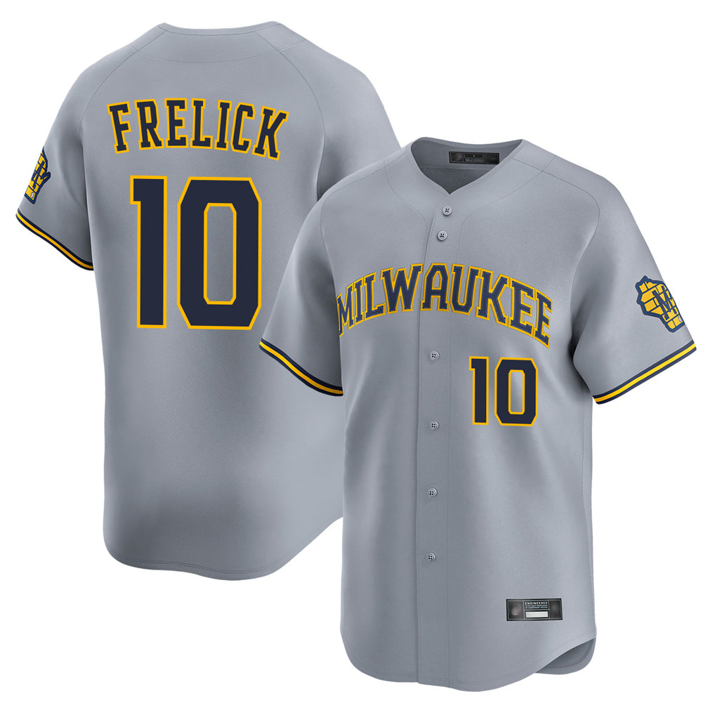BIPIHUC M.Brewers #10 Sal Frelick Player Gray Home Limited Stitched Jerseys