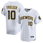 BIPIHUC M.Brewers #10 Sal Frelick Player White Stripes Home Limited Game Stitched Jerseys