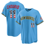BIPIHUC M.Brewers #11 Jackson Chourio Light Blue USA 250 Fourth of July Road Stadium Jersey