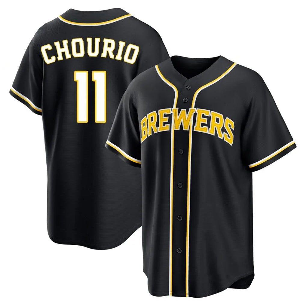 BIPIHUC M.Brewers M.Brewers #11 Jackson Chourio Player Black Fashion Out Home Game Stitched Jerseys Player Black Fashion Out Home Game Stitched Jerseys