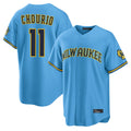 BIPIHUC M.Brewers #11 Jackson Chourio Player Light Blue Road Stadium Game Stitched Jerseys