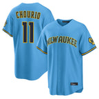 BIPIHUC M.Brewers #11 Jackson Chourio Player Light Blue Road Stadium Game Stitched Jerseys