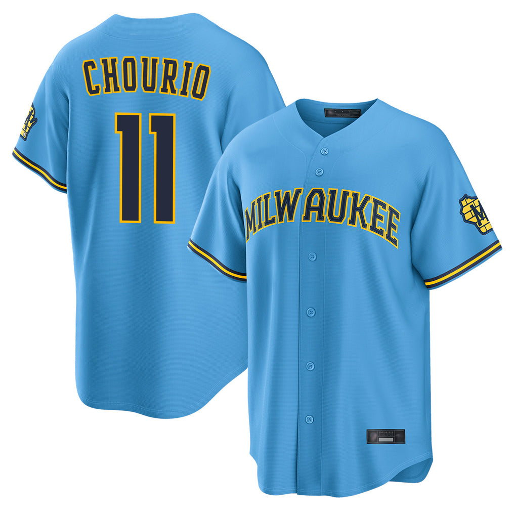 BIPIHUC M.Brewers #11 Jackson Chourio Player Light Blue Road Stadium Game Stitched Jerseys